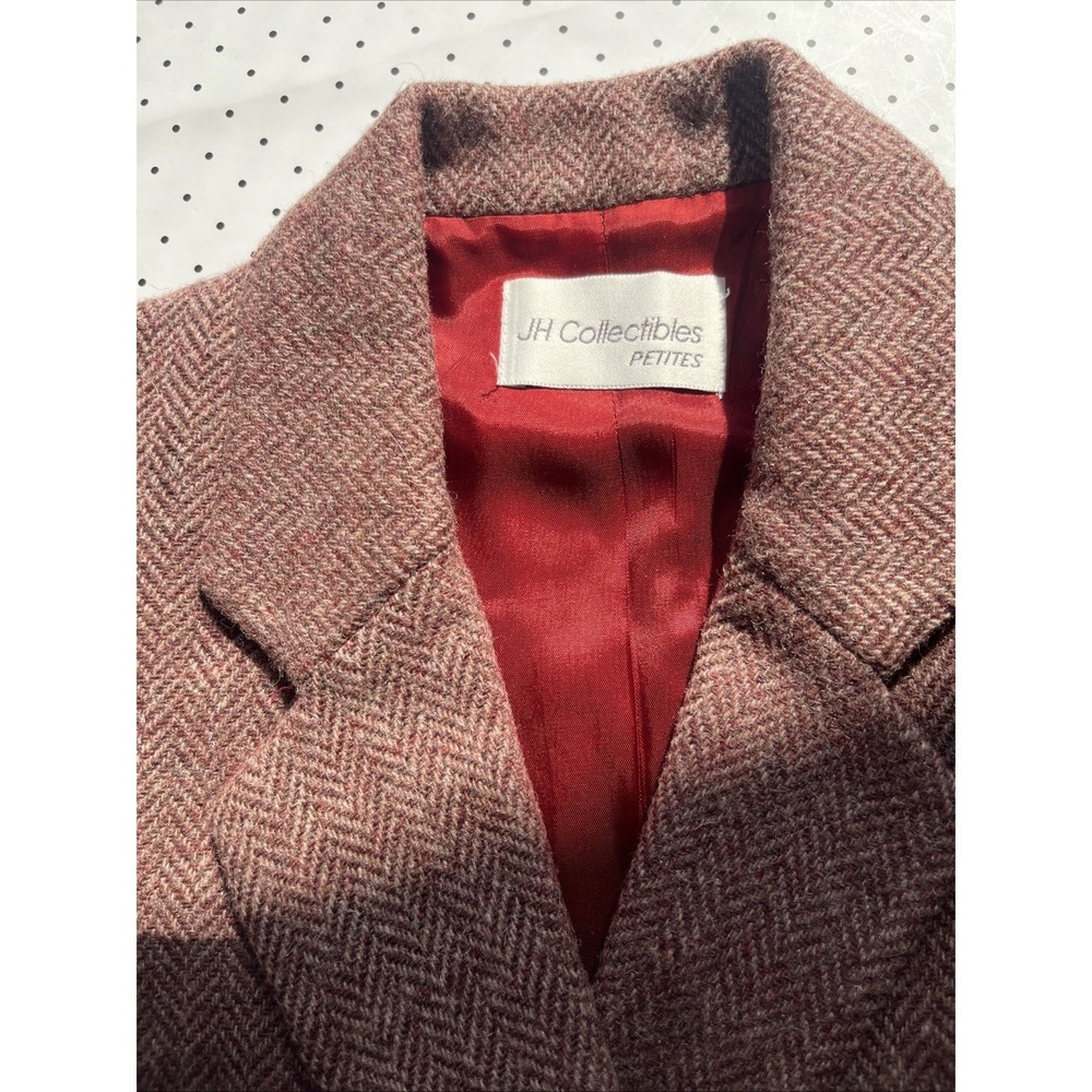 Vintage Jh Collectibles Petites Wool Mohair Herringbone Cropped Blazer Usa 4 View 5